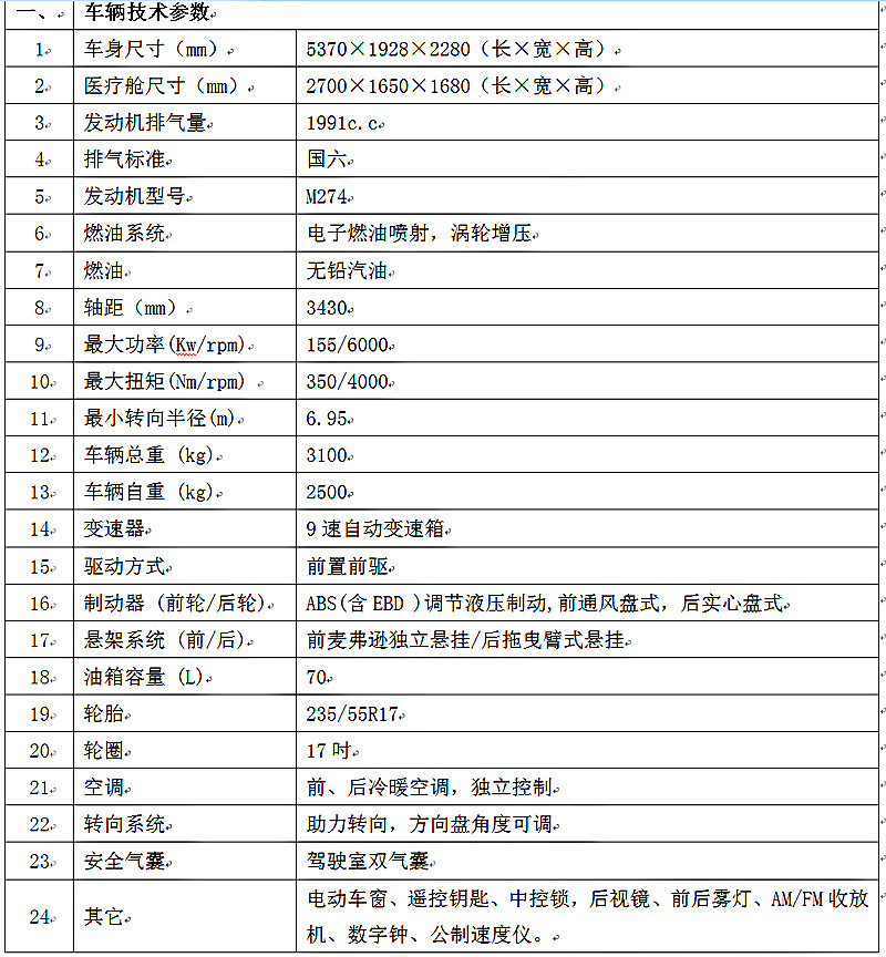 国六奔驰监护型救护车